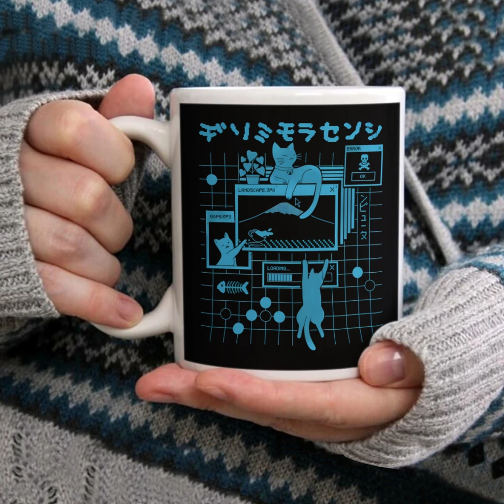 

Windows Cats BlueCoffee Mug Tea Cup 11oz Coffee Cup Funny Birthday Ceramic Mug Personalized Cup