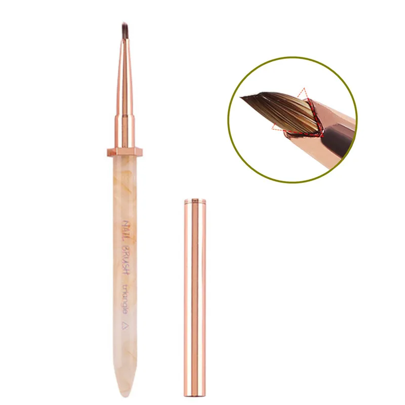 1/6 قطعة فرشاة الأظافر النايلون الشعر مسمار فرشاة فنية الثلاثي مسمار اللوحة فرشاة جل الأشعة فوق البنفسجية من الأكريليك فرشاة مسحوق