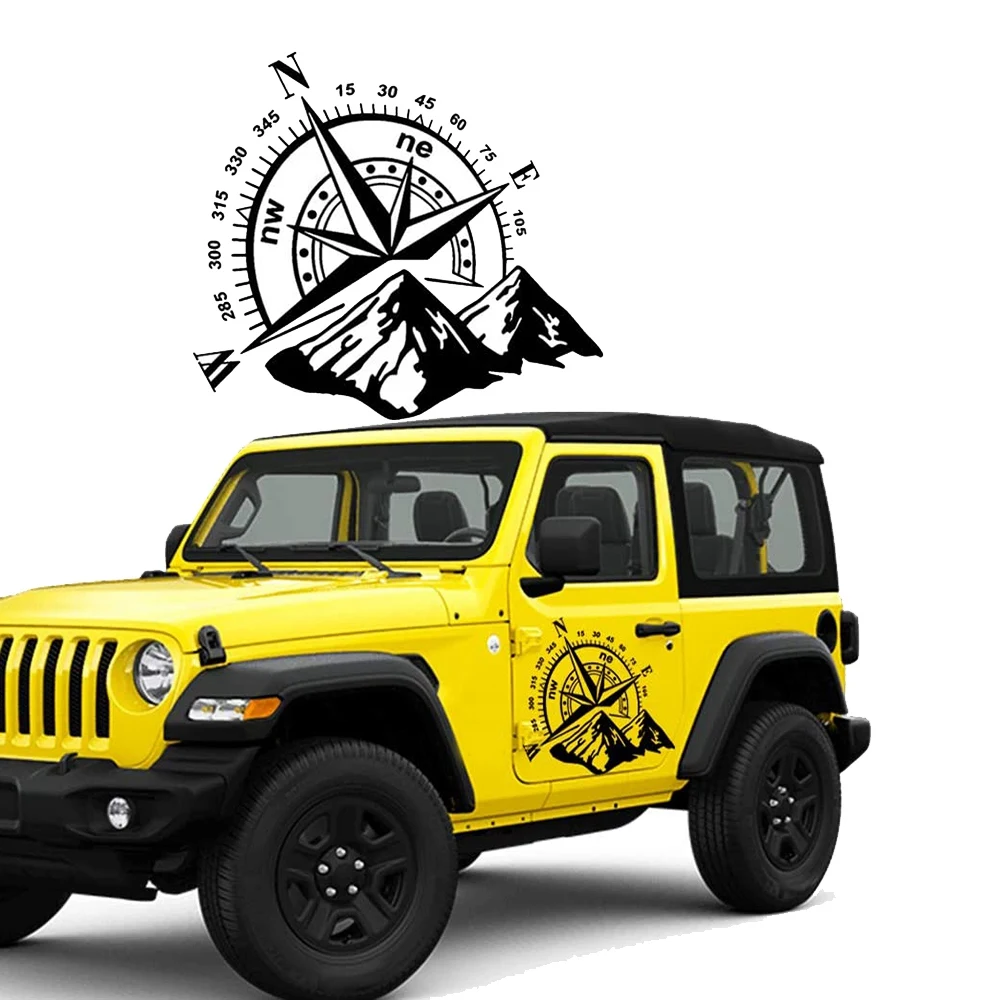 1Pcs Car Off-Road SUV Side Body Sticker Compass Mountain Decals Sticker for SUV Off-Road Waterproof