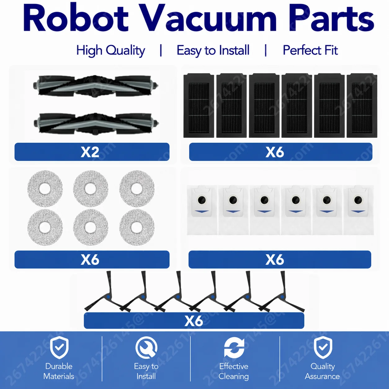 

For Ecovacs Deebot X2 omni / X2 Pro / X2 Robot Vacuum Accessories Roller Main Side Brush Hepa Filter Mop Cloth Dust Bag Parts