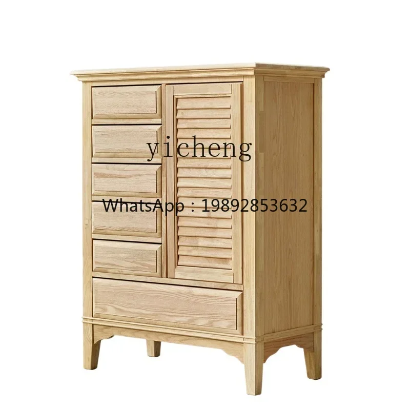 

TQH rural solid wood chest TV side cabinet wine cabinet living room white entrance storage partition dining side cabinet