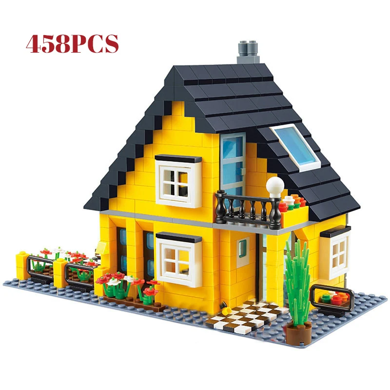 MOC Cottage Villa House Building Blocks Set Architecture Residential Town Hut Toy For Children Birthday Holiday Special Day Gift