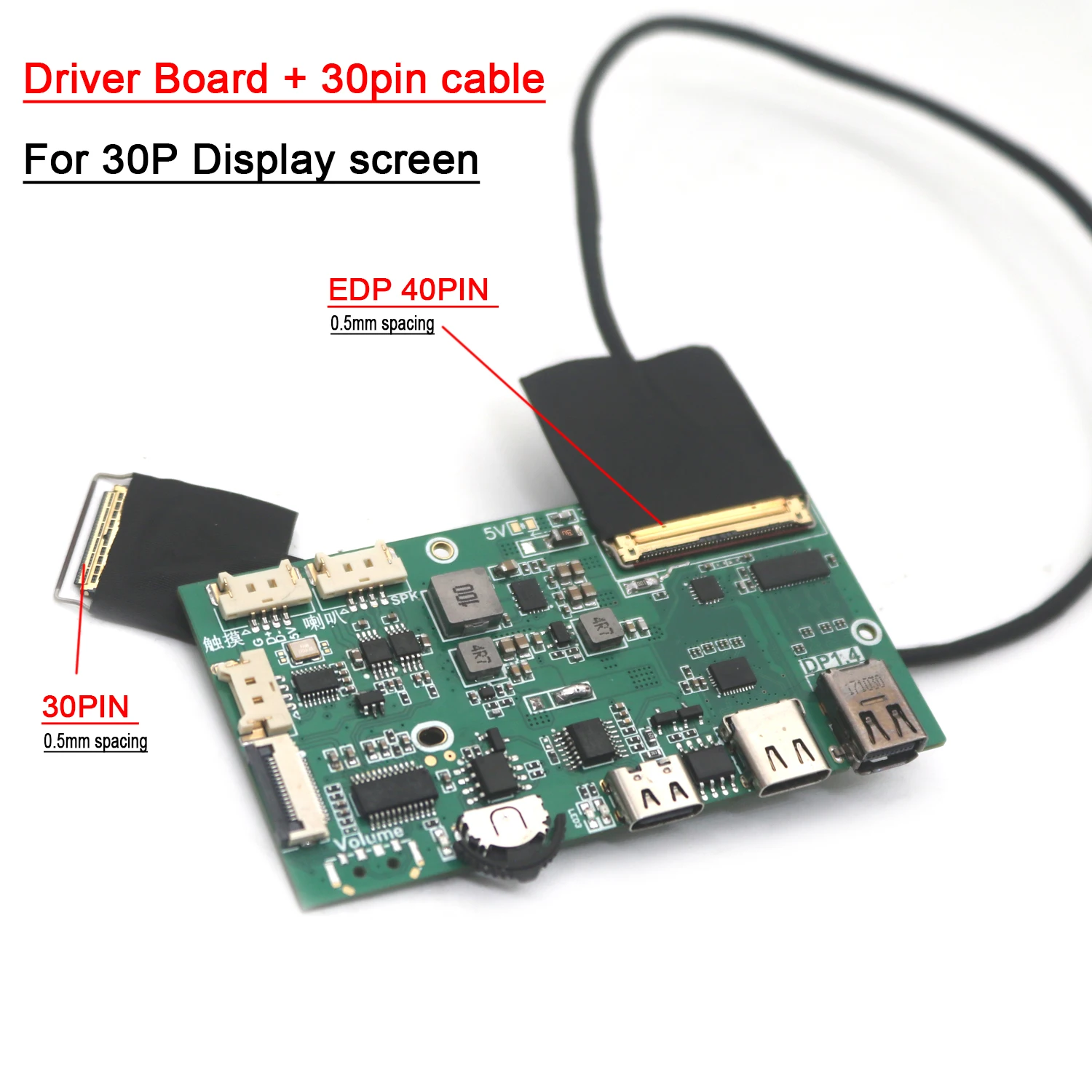 Imagem -03 - Usb Tipo-c dp para Edp Placa de Driver 2k 4k Lcd Portátil Tela de Projeção Notebook Telefone Cabo Coaxial 30pin 40pin