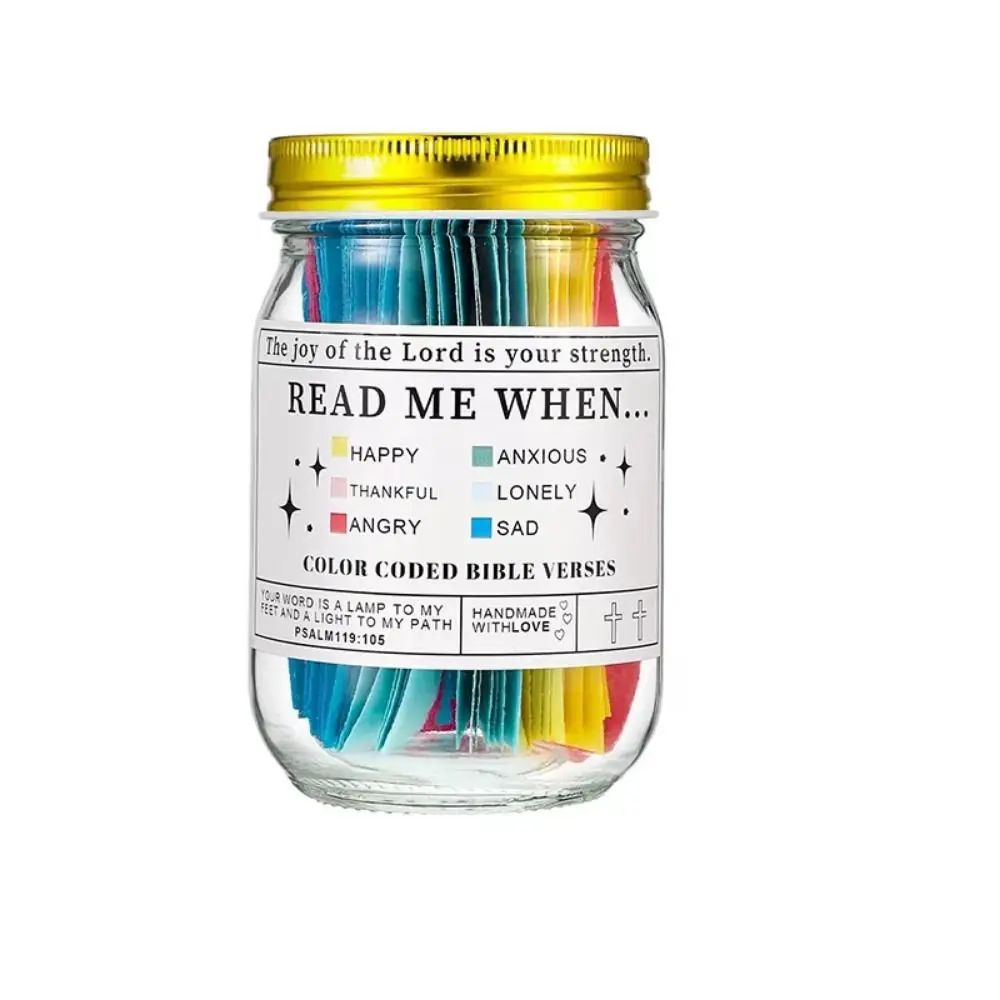 Pote Criativo com Versículos Bíblicos, Notas Bíblicas, Cartões Coloridos, Pote de Gratidão com Código de Cores, Papel para Notas de Melhores Desejos, Cartões Cristãos para Pote