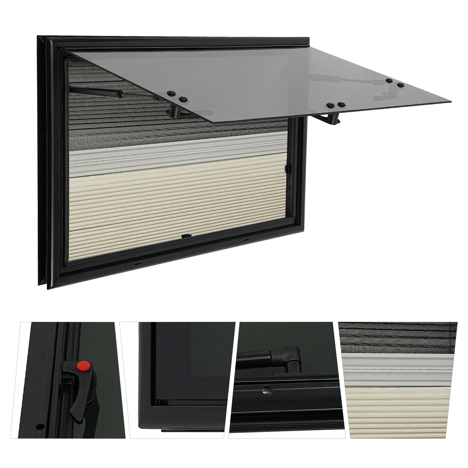 Wohnwagenfenster mit integriertem Rollo und Fliegengitter, Seitenfenster, Wohnmobilfenster, externes Schubfenster für Wohnmobile (700 x 450 mm)