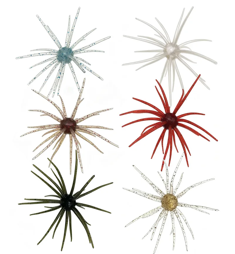 Wholesale 20pcs 20-25mm Floating Sea Urchin Spiky Ball with Tentacles TPE Soft Bait for Drop Shot Rig for Bass Perch Saltwater