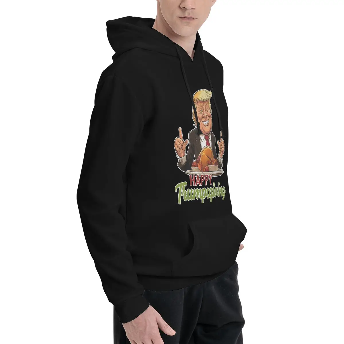 Hoodie Humor baju sweter bulu tipis pasangan kaus bertudung pria Selamat trumphs-donal Trump Makan malam dengan Turki 100% katun