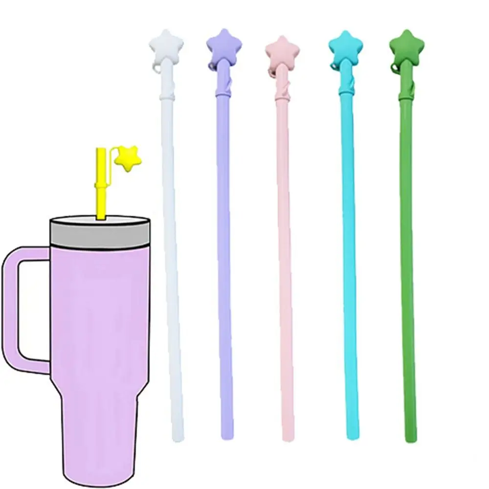 Replacement Star Silicone Straw Large Diameter Straw Party Supplies Long Straw Splash Proof for 40 oz 30 oz Cup Tumbler