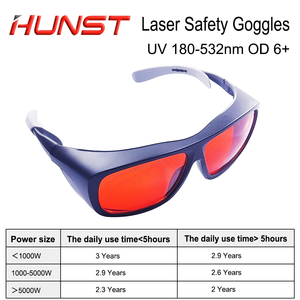 HUNST OD 6+ Professional Laser Glasses Protective Goggles for 355nm UV Laser 450nm Blue Laser and 520nm 532nm Green Laser