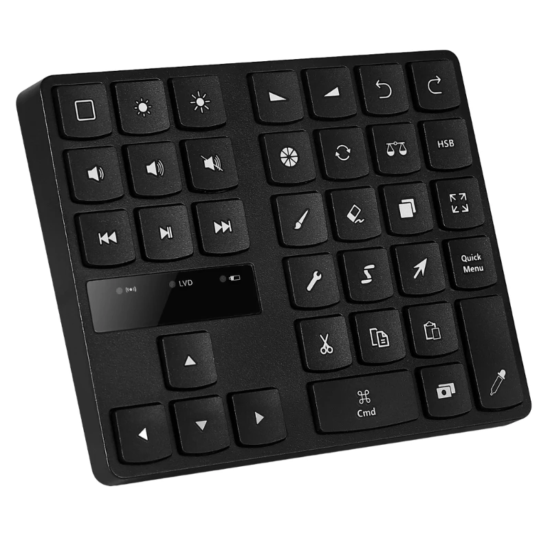 Portable Rechargeable Drawing Keyboard Wireless Keypad for Procreate and Durable Designs, 35Keys, Long Battery Life