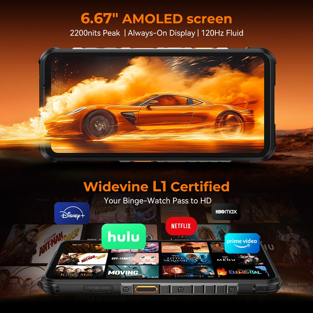 هاتف RugOne Xever 7 Pro 5G المتين، التصوير الحراري، نظام التشغيل Android 15، ذاكرة وصول عشوائي (RAM) بسعة 512 جيجابايت وذاكرة قراءة فقط 12 جيجابايت وذاكرة وصول عشوائي (RAM) بسعة 12 جيجابايت وشاشة 6.67 بوصة ودقة 120 هرت