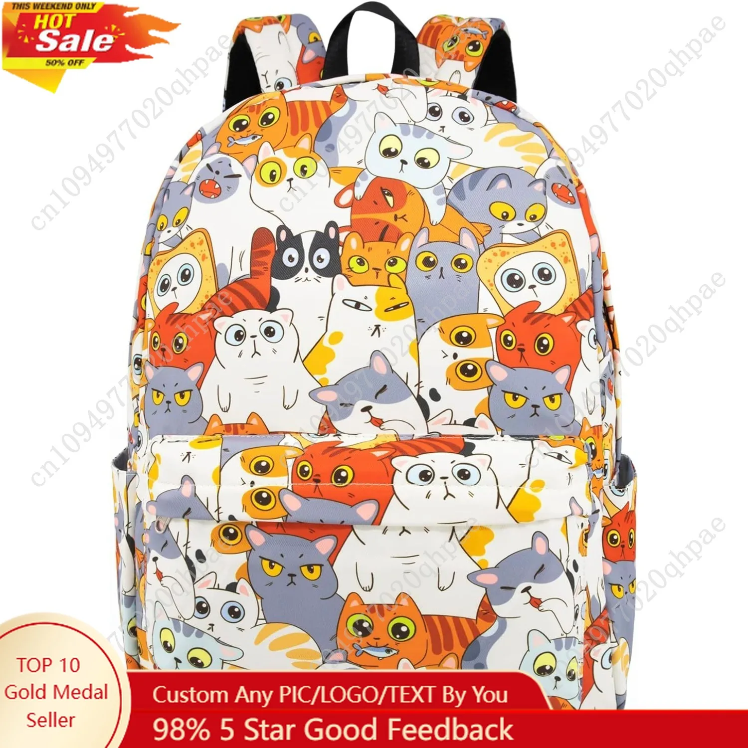 

Backpack Cute Cat Backpacks for Girls Boys Teens Kids College Middle Elementary High School Student Bookbags Travel Wate
