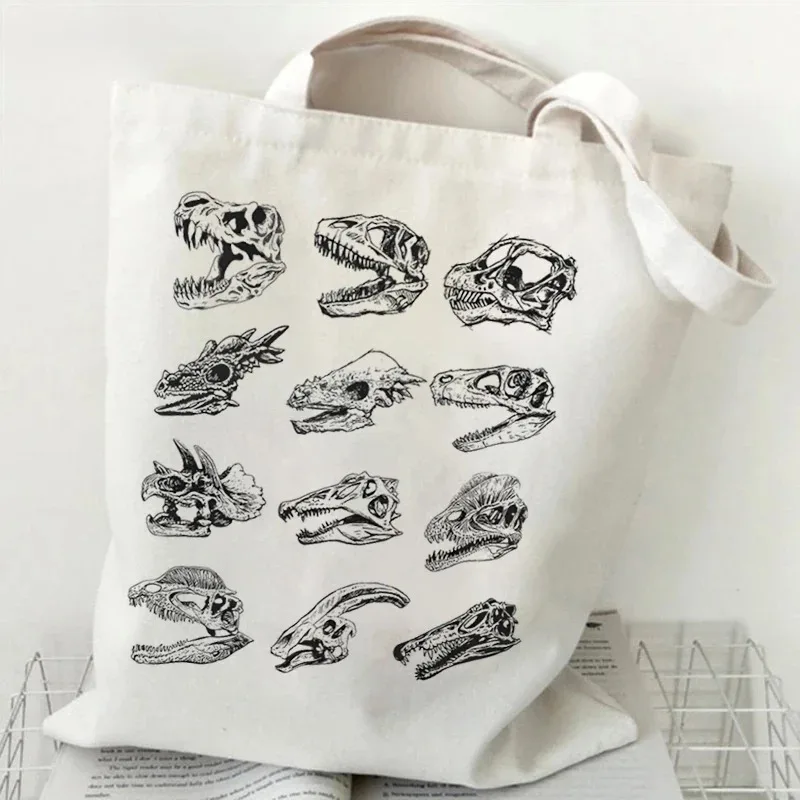 

Сумка для хранения энтомологов, винтажная холщовая сумка на плечо с рисунком динозавров, студенческие многоразовые складные универсальные сумки для хранения