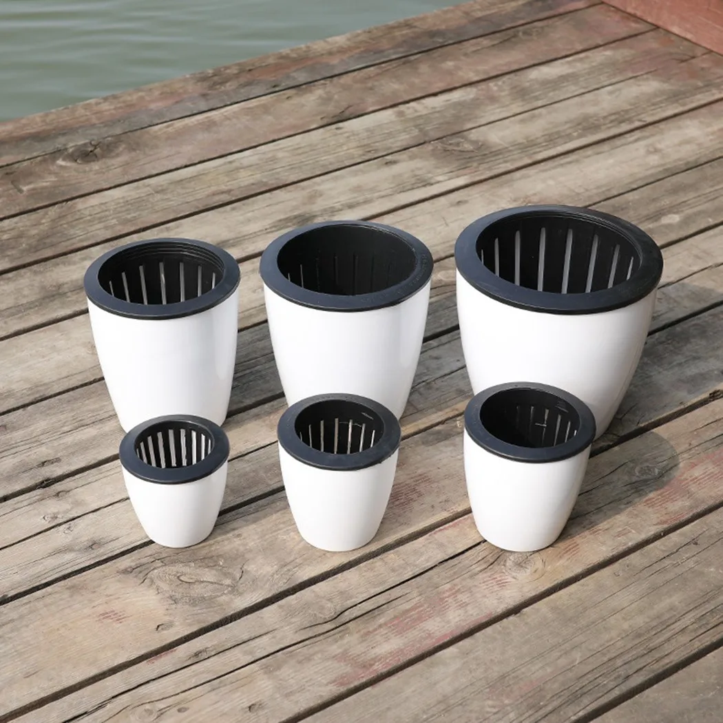 Hydroponic Flower Pot Plastic Self Watering Planter Flowerpot Office Garden Plants Basket Nursery Pots Home Decoration