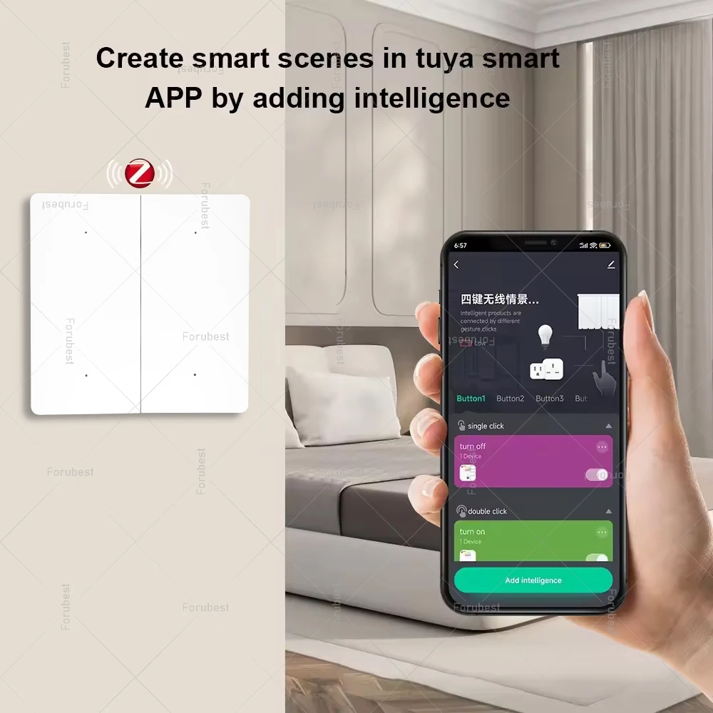 Slimme ZigBee-scèneschakelaar 4-voudige 12 scèneschakelaar Drukknopcontroller Automatisering Scenarioschakelaar voor Tuya Smart Zigbee-apparaten