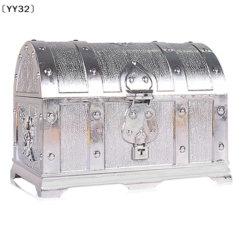 1pc Retro Treasure Box with Lock Toys for Party Favors Props Decoration Pirate〔YY32〕