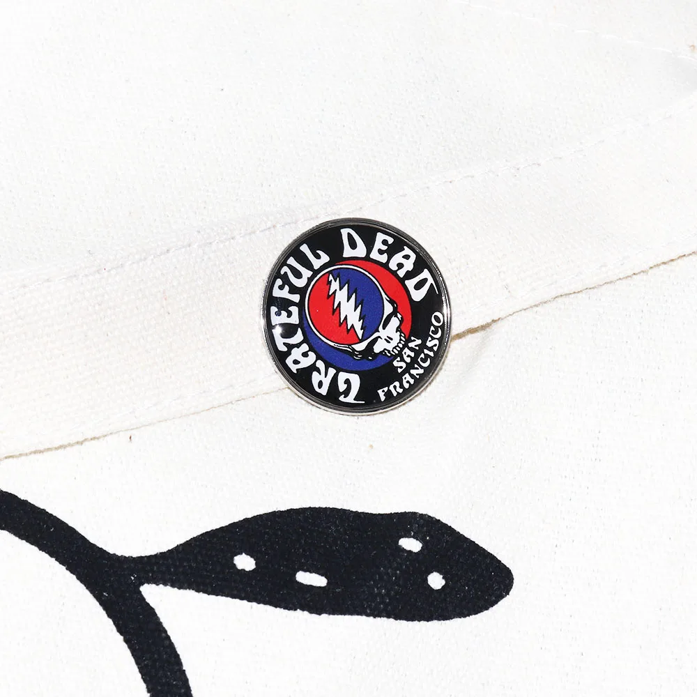 Grateful Dead Badge Steal Your Face san francisco Band Emblem Pinback Round Logo country music Metal Lapel Pin