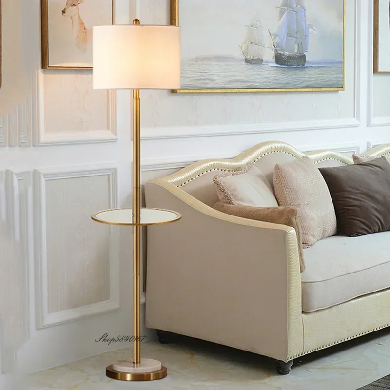 Modern luxury living room floor lamp Marble Base With tray vertical lamp Hotel bedroom sofa decoration standing light image 2