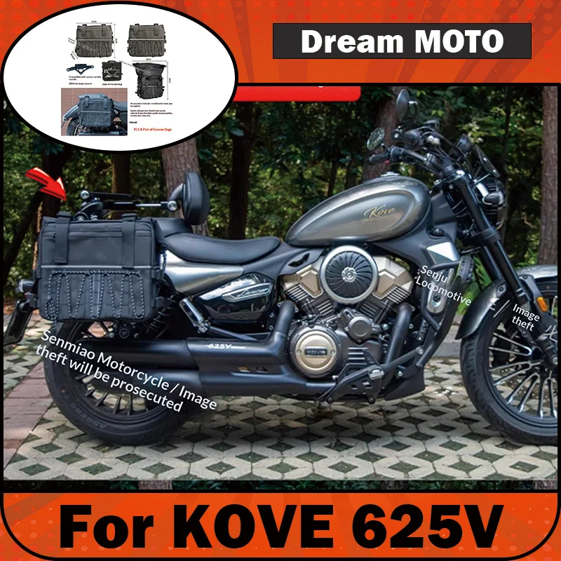 【Premium】For KOVE 625V Lancer Guard Bar Backrest Side Bag Foldable Backrest Modification Bumper Leather Bag Canvas Bag