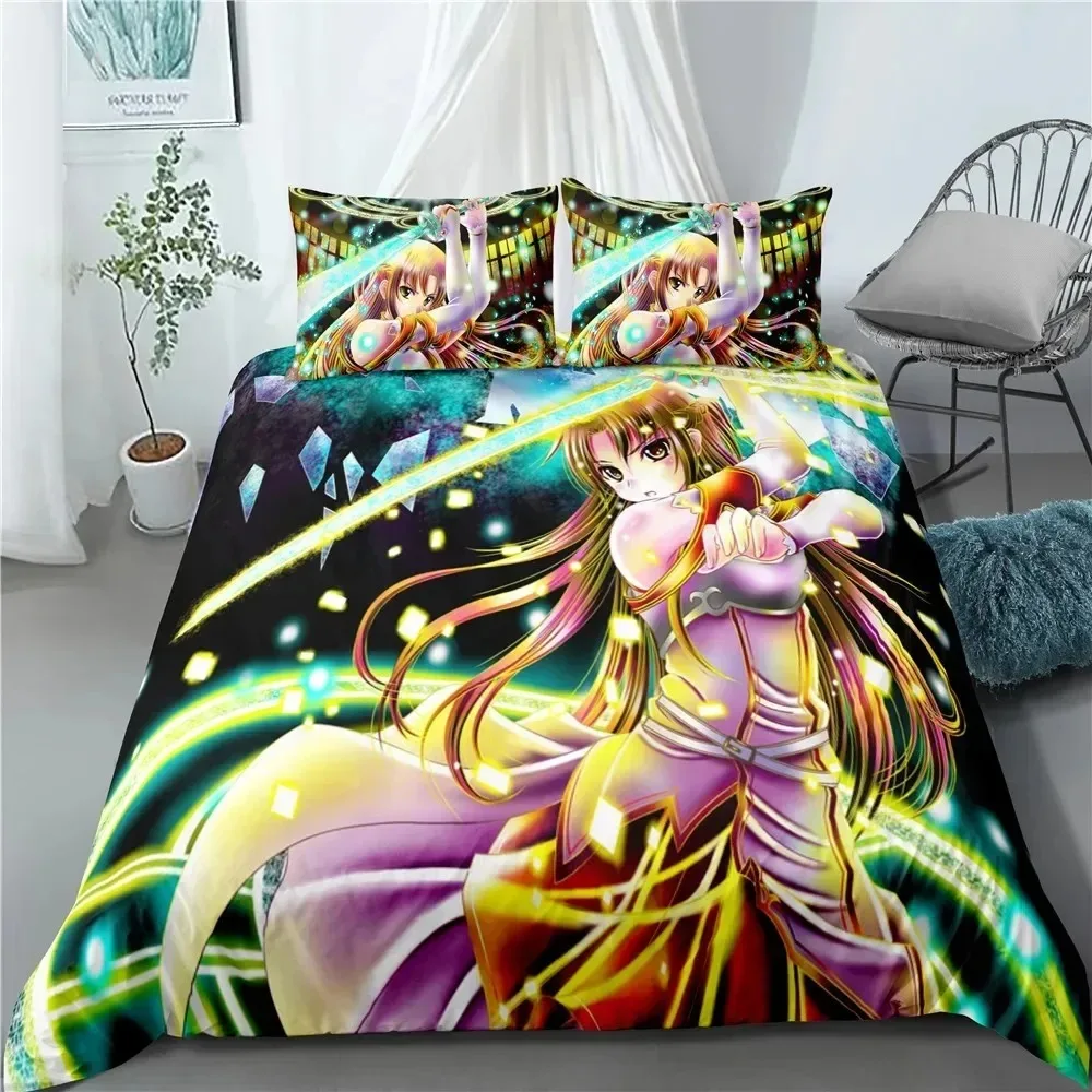 

New Anime Sword Art Online Bedding Set Bedroom Soft Modern Bedspreads Comefortable Kids Duvet Cover Quilt Cover And Pillowcase