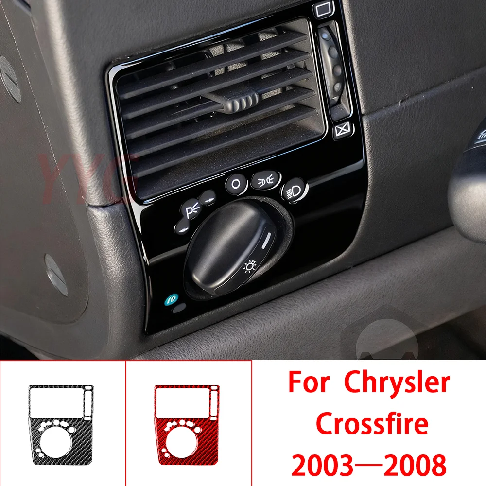 Car Interior Accessories Front Lamp Headlight Control Switch Panel Carbon Fiber Trim Sticker for Chrysler Crossfire 2003—2008