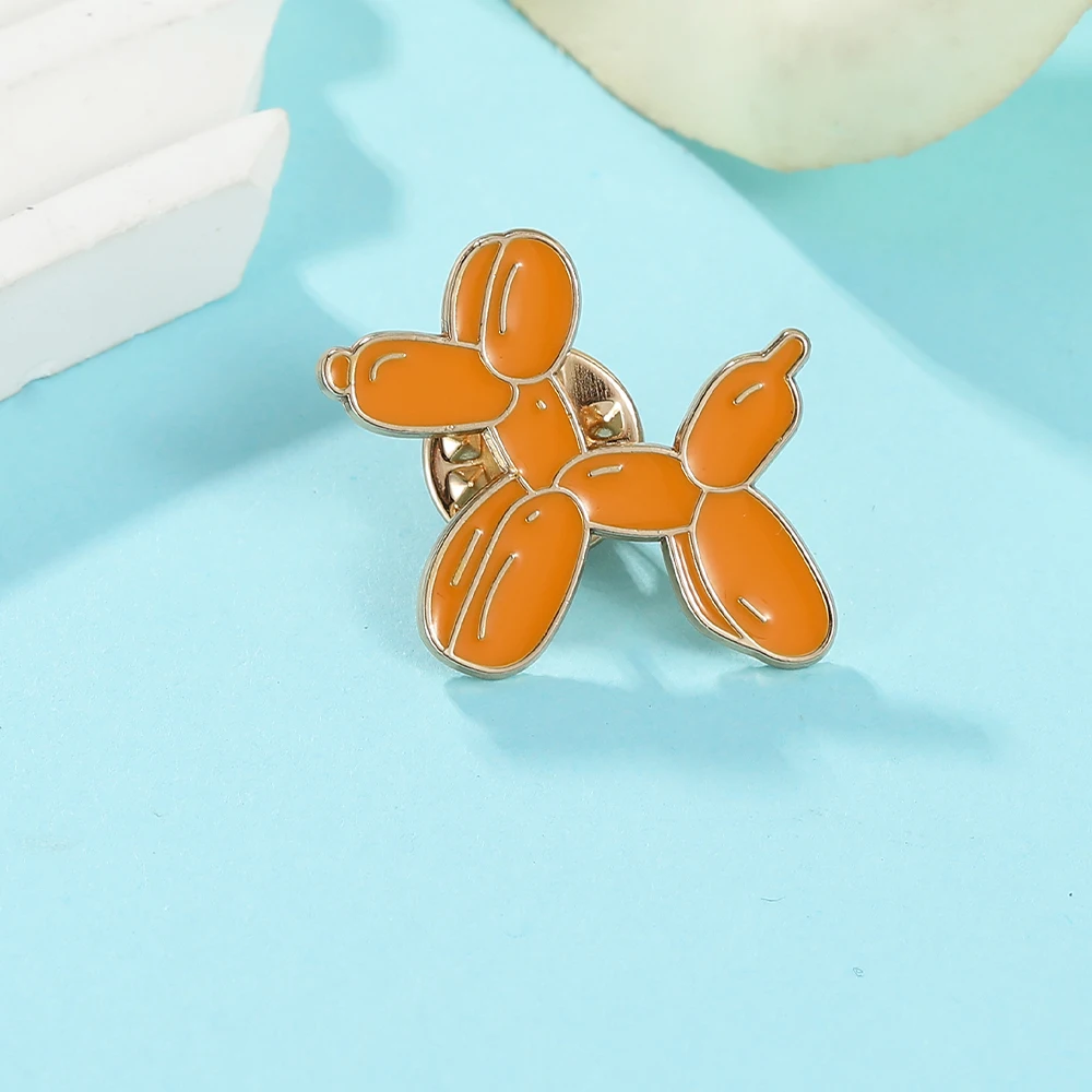 Creative Balloon Dog Brooches Cute Yellow Colors Enamel Pet Collar Pins With Free Shipping