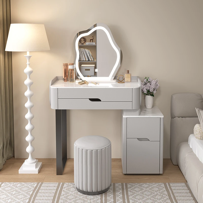 

Luxury Dressing Table Vanity Console Bedroom Cabinets Storage Organizer Light Mirror Drawer Mesa De Maquillaje Home Furniture