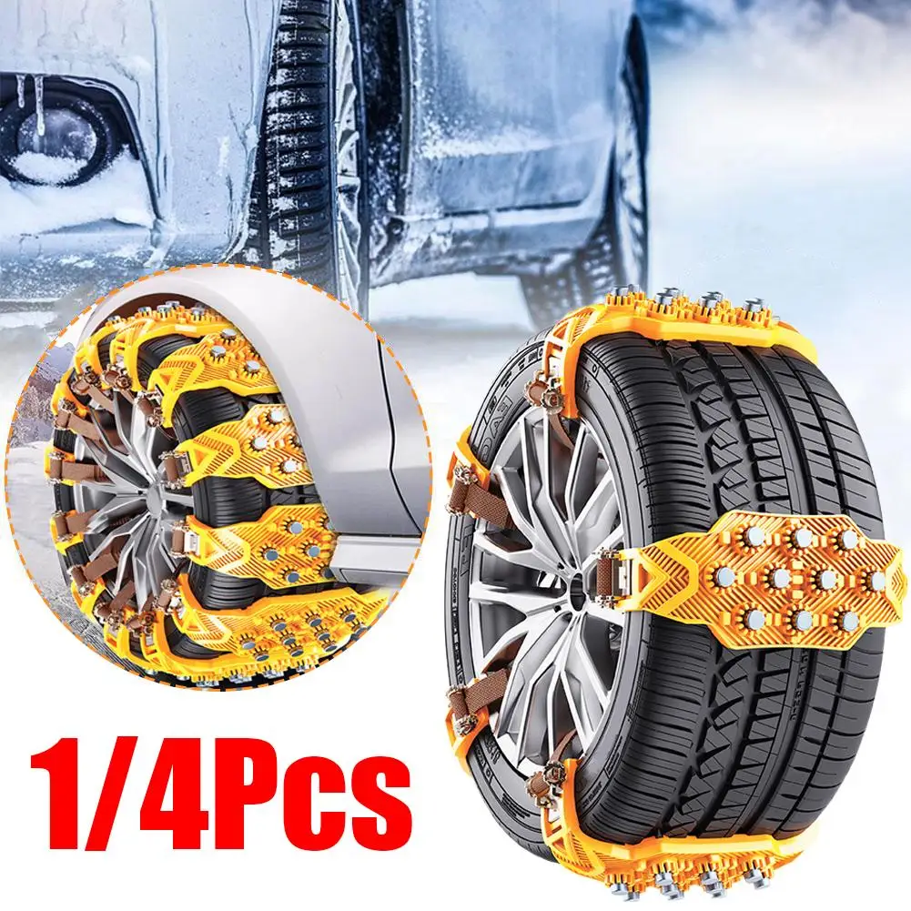 6.5-9.65 Inch 4PCS Car Winter Tire Thickening TPU Anti-ski Tools Auto General Set Chain Emergency Tools Rescue Wheel Outdoo N5Q9