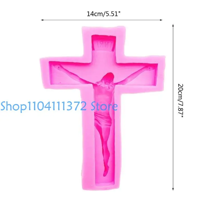 P9FE Jesus Kruzifix Epoxidharz Gussform Schimmelpilzkristallwand Anhängerform für DIY -Handwerk – Detail 5
