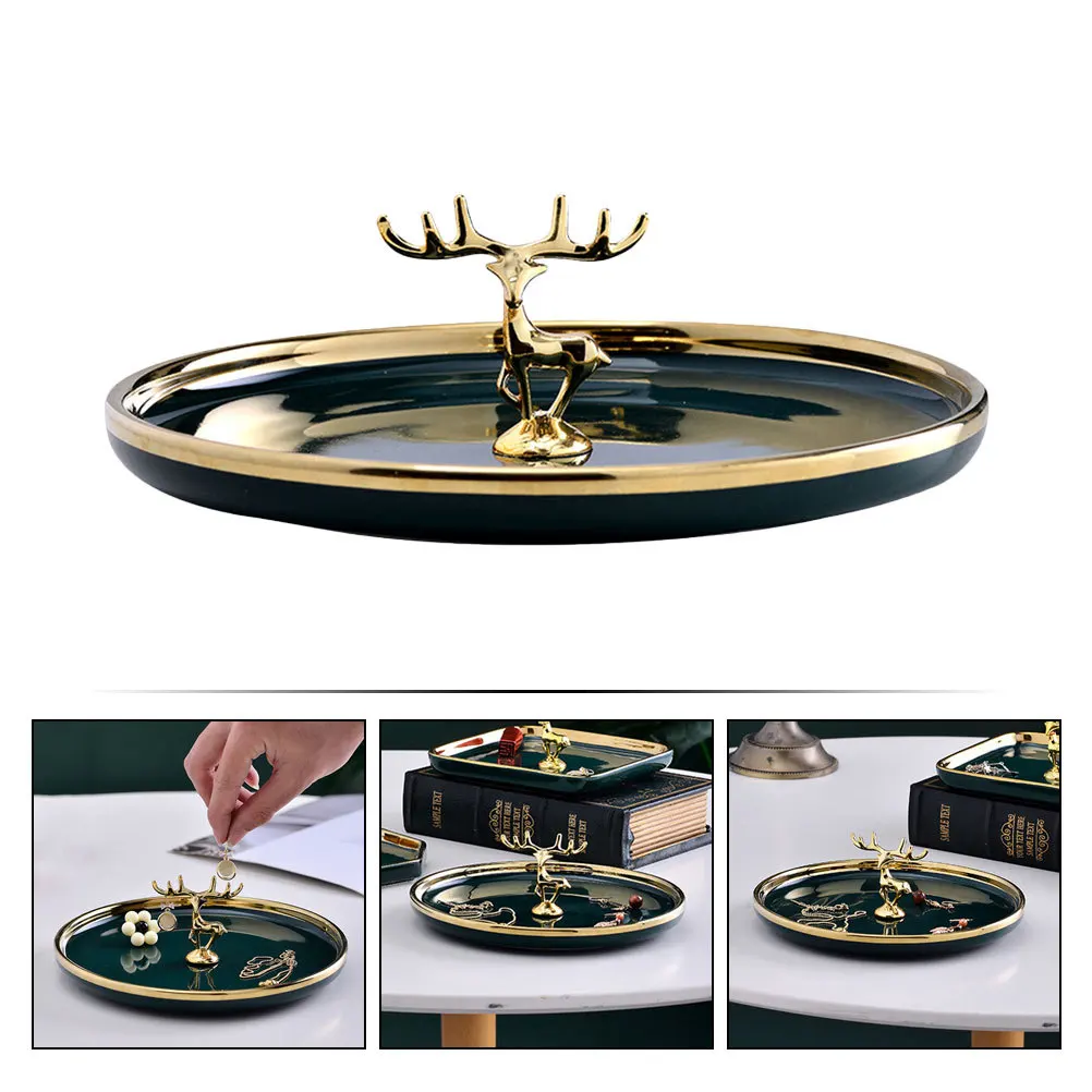 

Элегантное керамическое блюдо для ювелирных изделий с оленем, поднос для колец, серьги, ожерелье, держатель для браслета, декоративный органайзер, дисплей, блюдо для хранения браслета