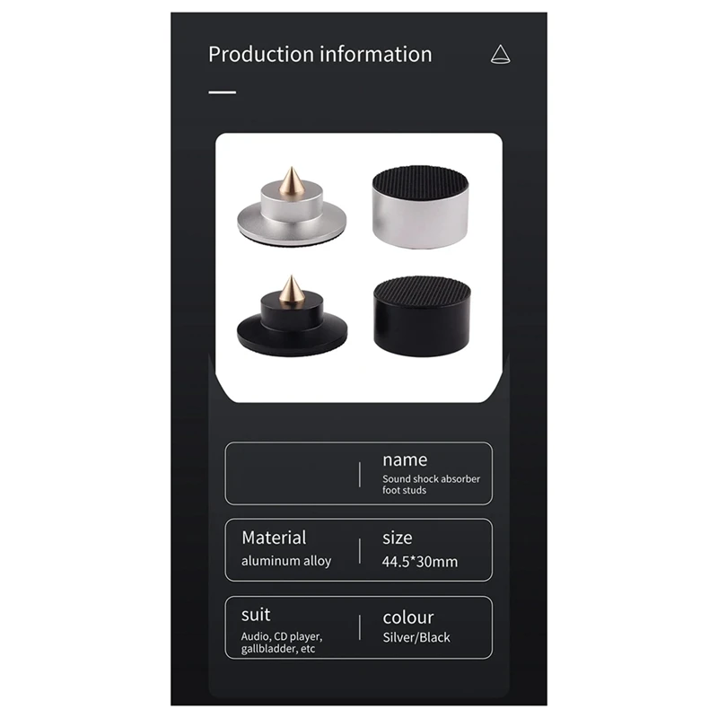 アルミニウム合金オーディオアンプショックアブソーバーフットスタッド、スピーカー用実用フットパッド、CDフットホルダー、新品、4個