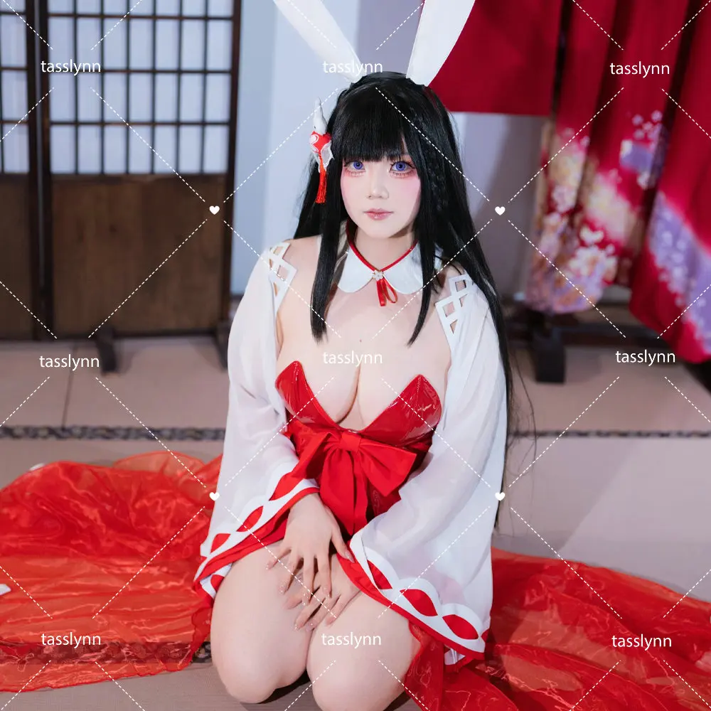 

Anime Azur Lane Daisen Cosplay Costume Women Daisen Wishing Miko Kimono Red Leather Bunny Girl Cosplay Halloween Costumes
