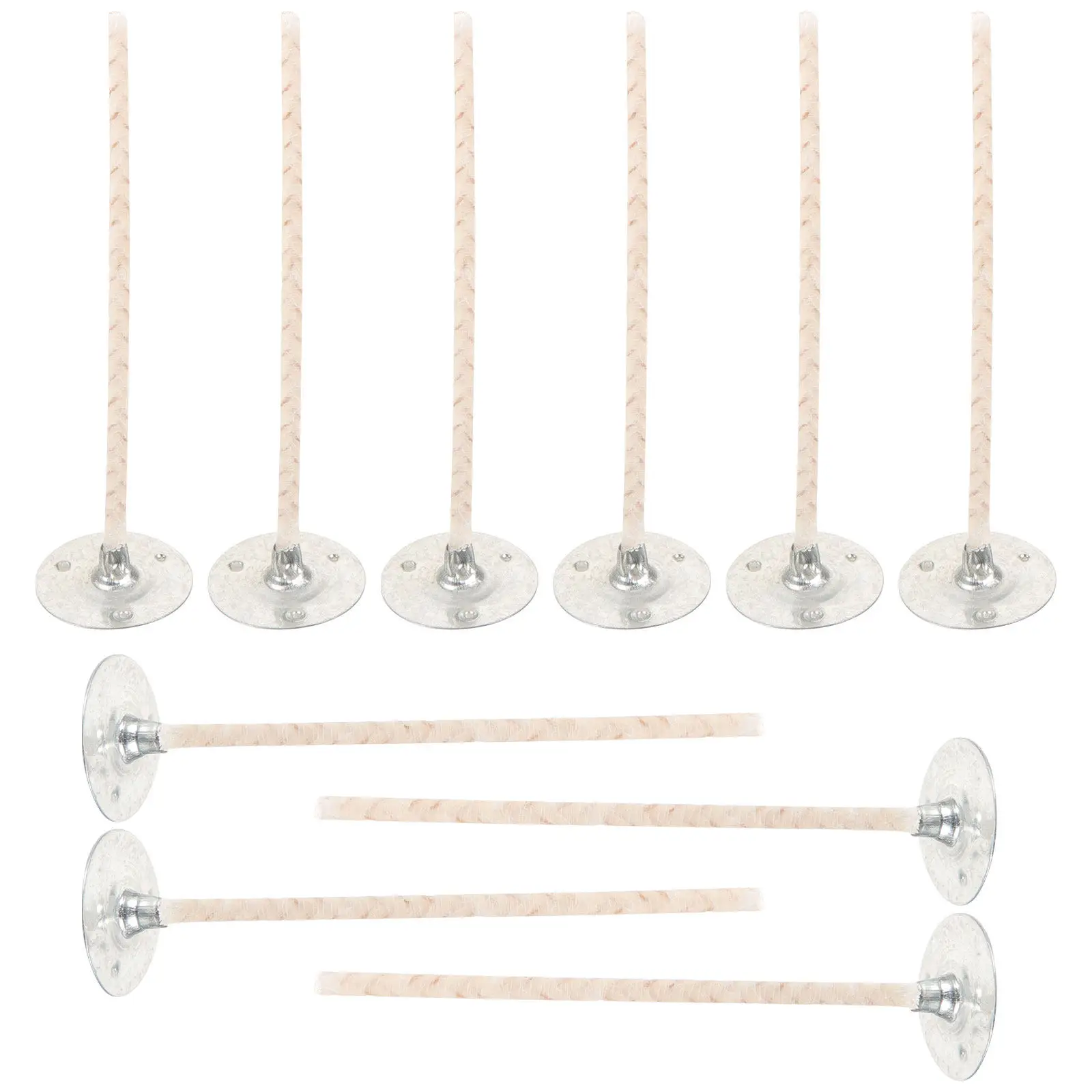 10Pcs DIY Wicks Cotton Making Wicks with Metal Base Smooth Burning Wick for Scented Candles Soy Wax Paraffin