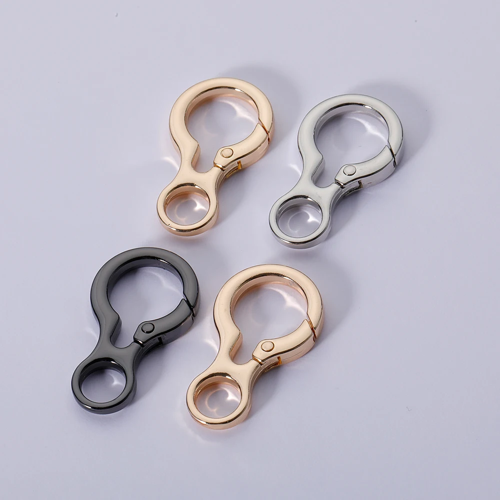 100pcs Metal New Style Ring Snap Hook Spring Gate Trigger Clasps Clips for DIY Leather Craft Belt Strap Webbing Keychain Hooks