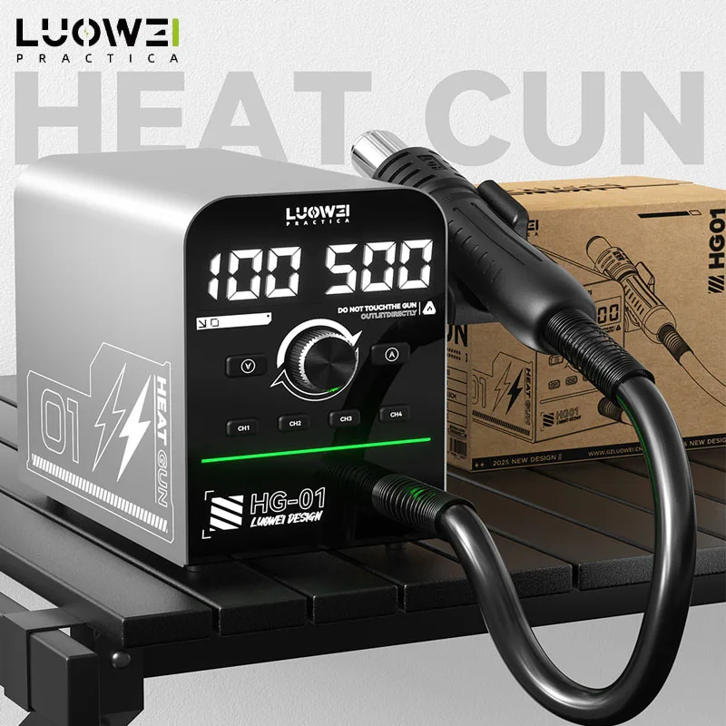 Luowei HG-01 800W Intelligent Digital Hot Air Gun BGA Desoldering Rework Station With High-Power Large Fan For PCB Board Repair