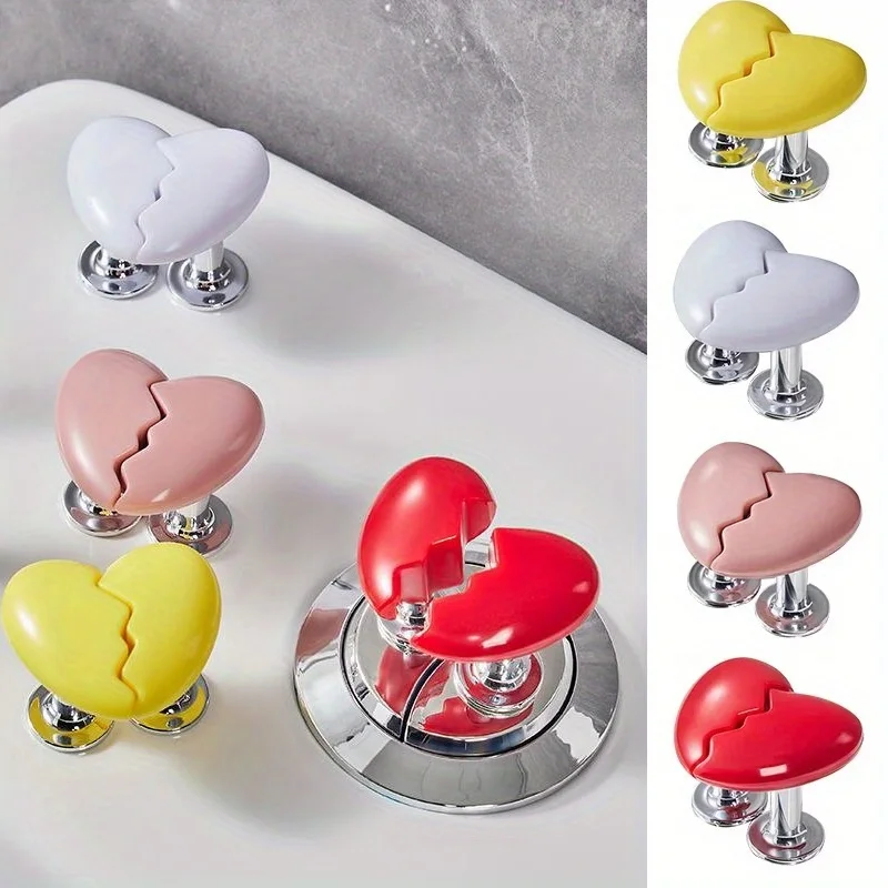 Toilet Press Button Kawaii Handle Heart Shaped Toilet Press for Bathroom Water Tank Buttons Bath Room Decor Accessories