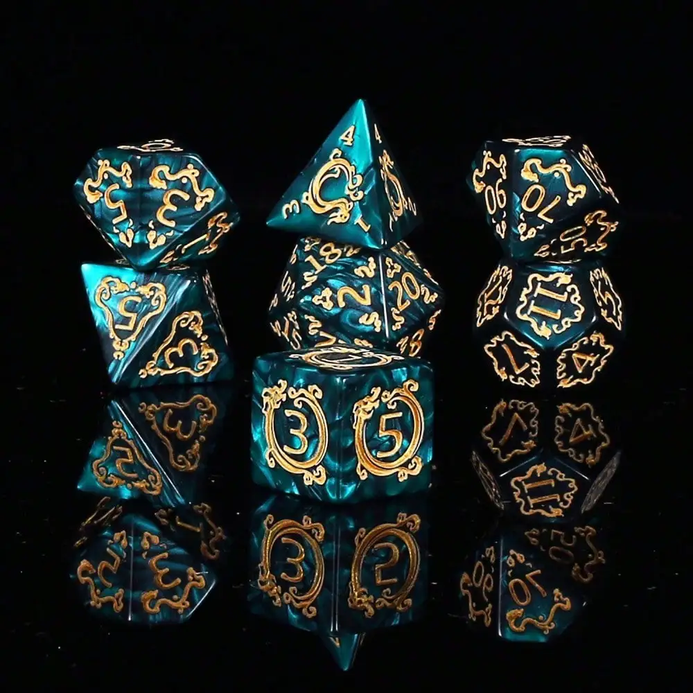 

7-Piece Dragon Design Dice Set - High-Quality Polyhedral Dice For D&D, MTG & Tabletop RPGs