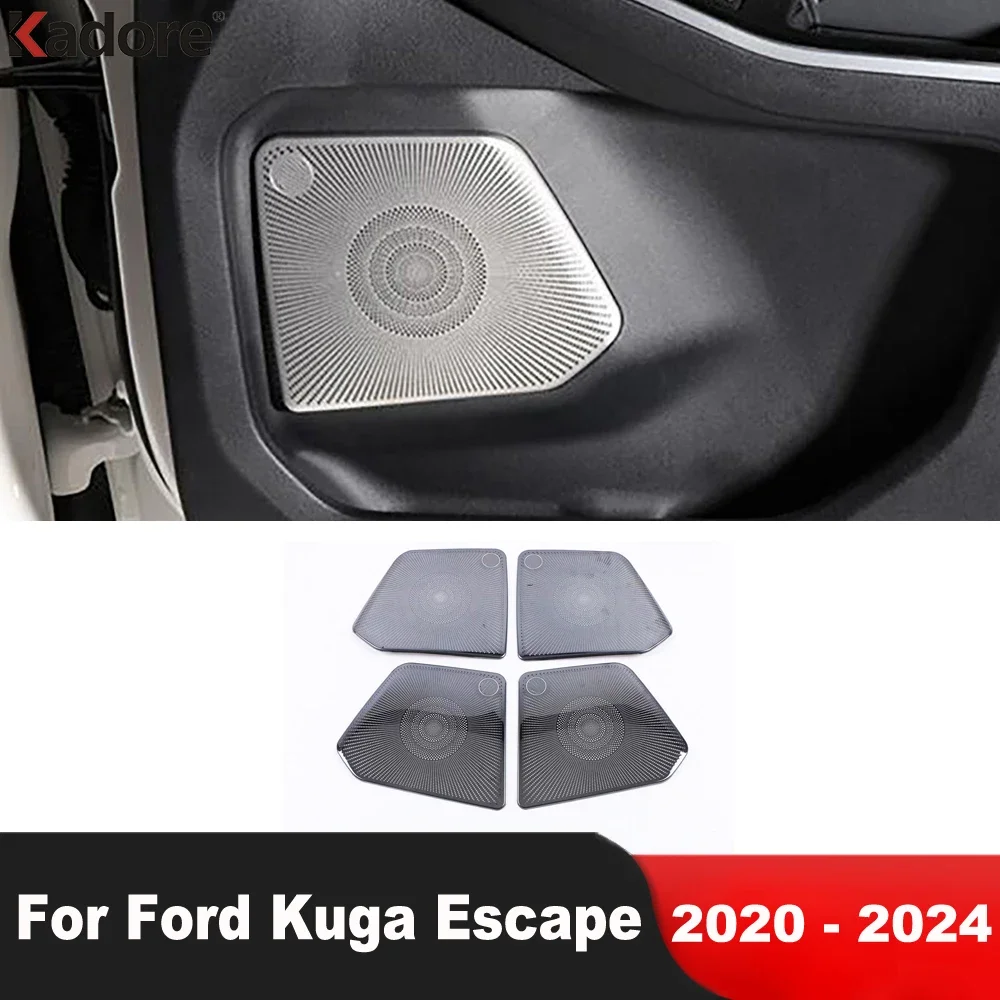 

Car Inner Door Audio Speaker Cover Trim For Ford Kuga Escape 2020-2022 2023 2024 Stainless Steel Loudspeaker Frame Accessories