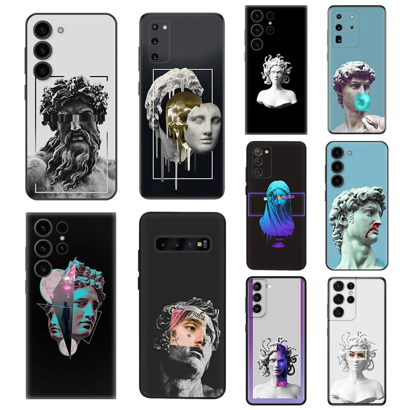 Phone Cases For Samsung Galaxy S24 S23 Ultra S22 S21 S20 FE Note20 S10 Michelangelo Medusa David Statue Art Soft Anti-Drop Cover