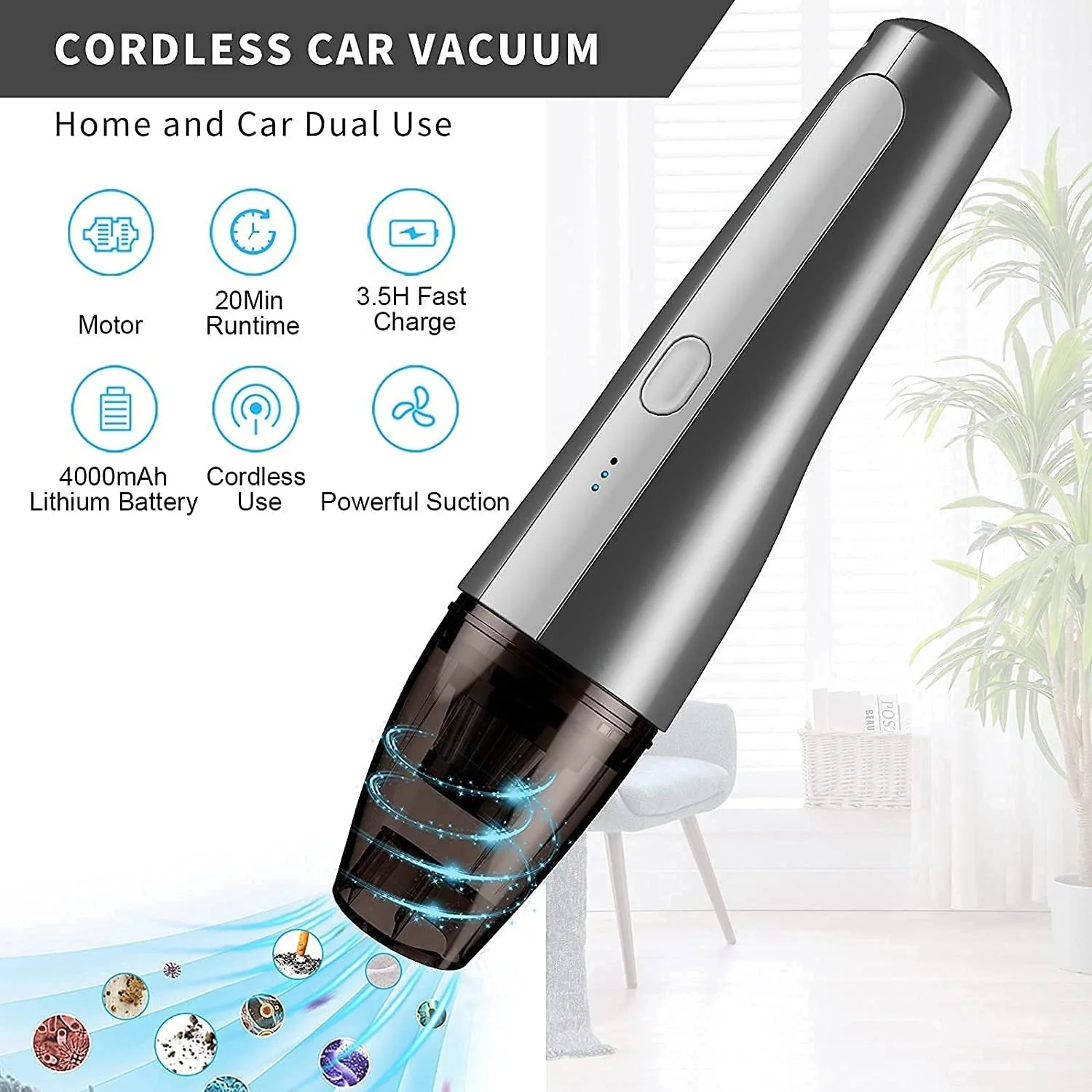 2 in 1 Mini Portable Usb Rechargeable Strong Suction Wireless Electric Handheld Vacuum Cleaner for Home Car Keyboard Wet and Dry