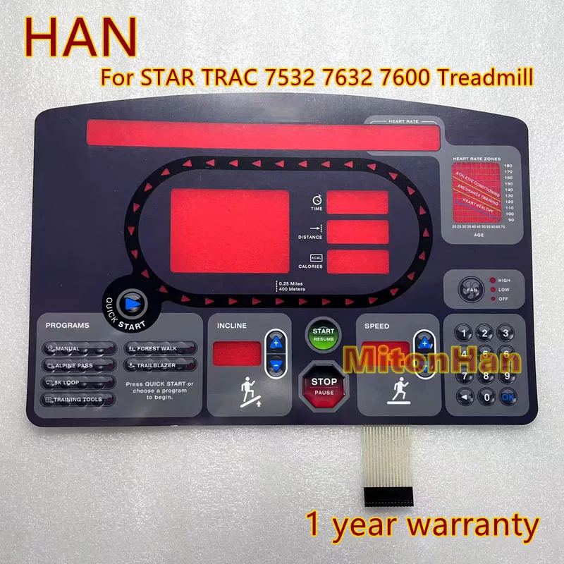 New For STAR TRAC 7532 7632 7600 Treadmill Membrane Keyboard Button Keypad