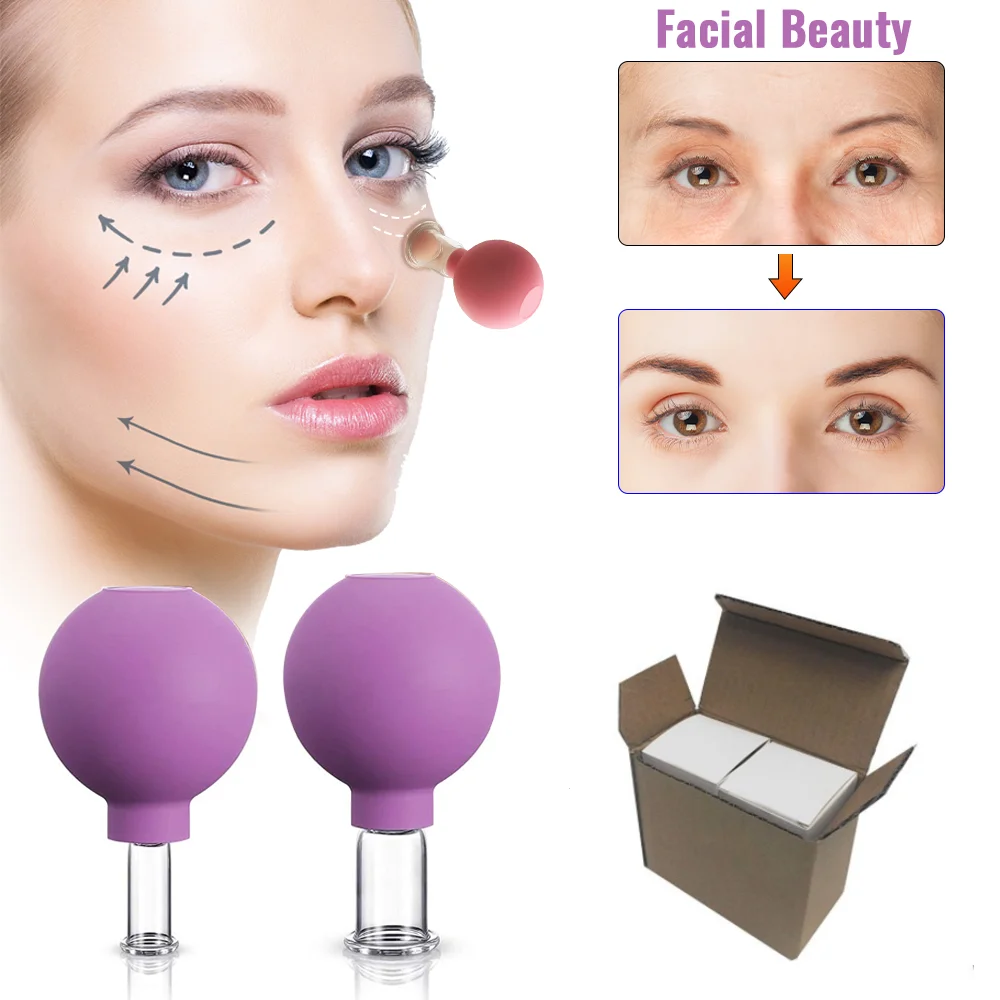 

Rubber Cupping 2Pcs Face Massager Vacuum Face Skin Lifting Facial Cups Anti Cellulite Cup Anti-Wrinkle Cupping Therapy Facial