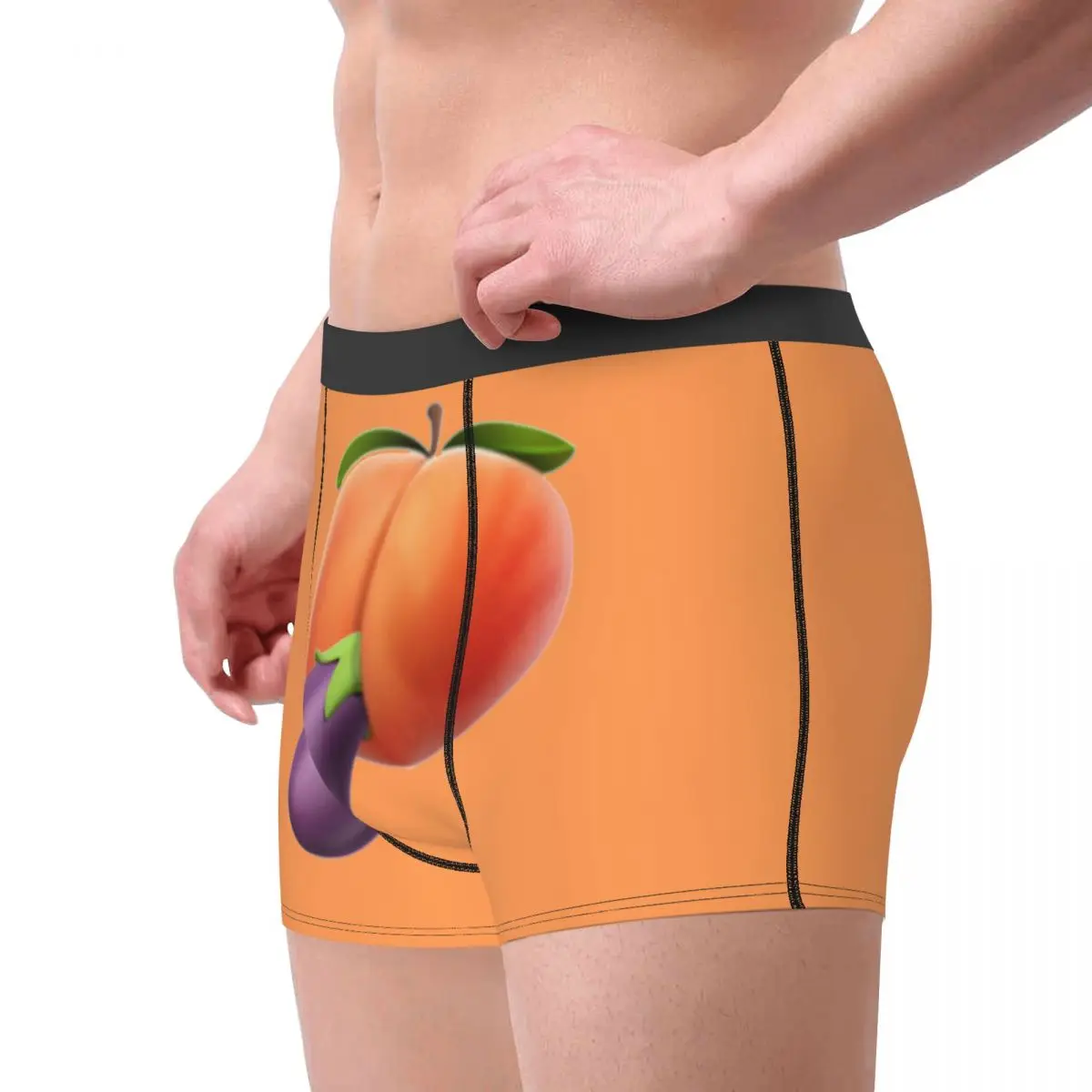 Sexy Custom Funny Food Porno Peach Eggplant Design Underwear Breathbale Boxer Briefs Shorts Panties Soft Underpants For Homme