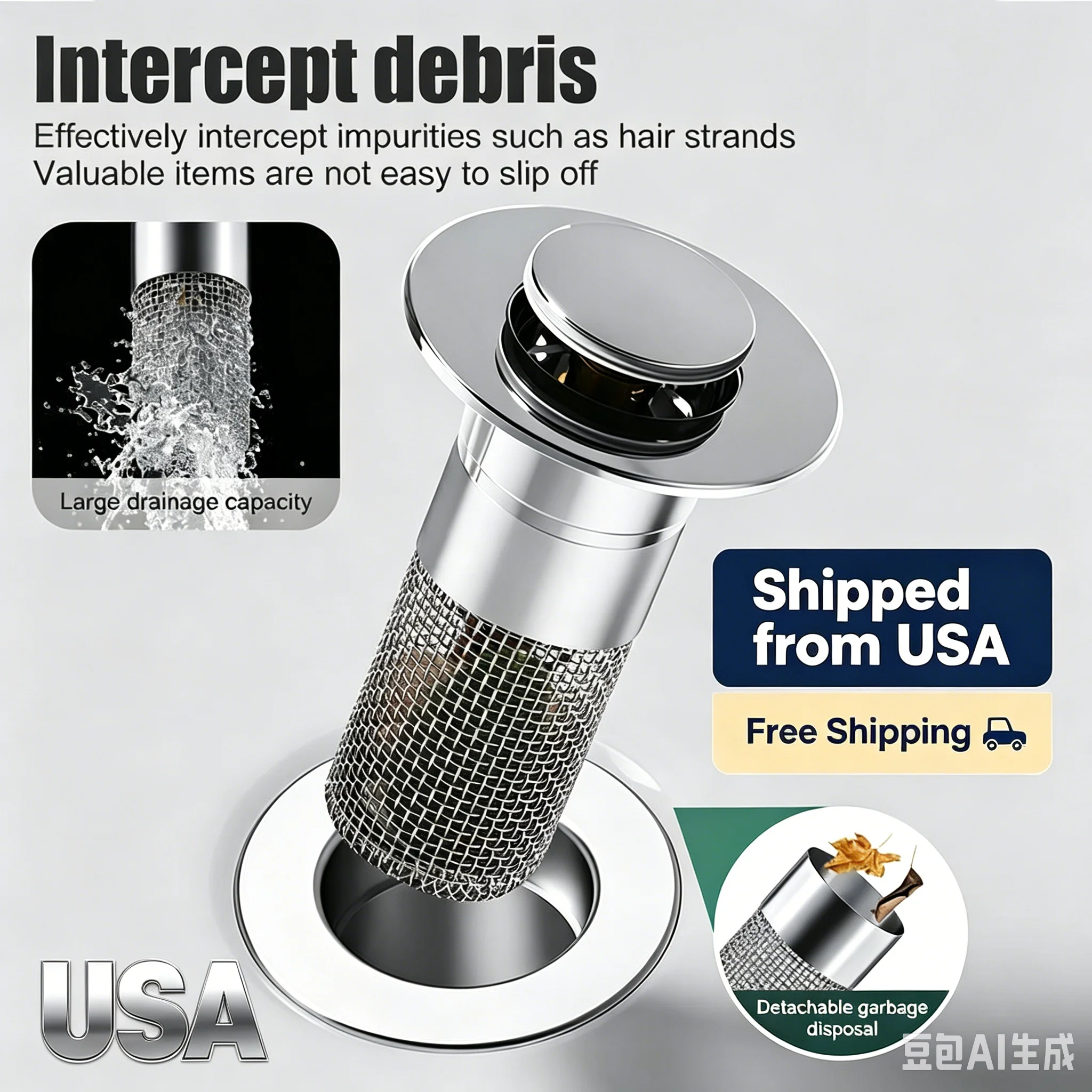 Universal Pop Up Bathroom Sink Stopper Bounce Drain Filter Stainless Steel Hair Catcher Bathtub Washbasin Strainer Plug