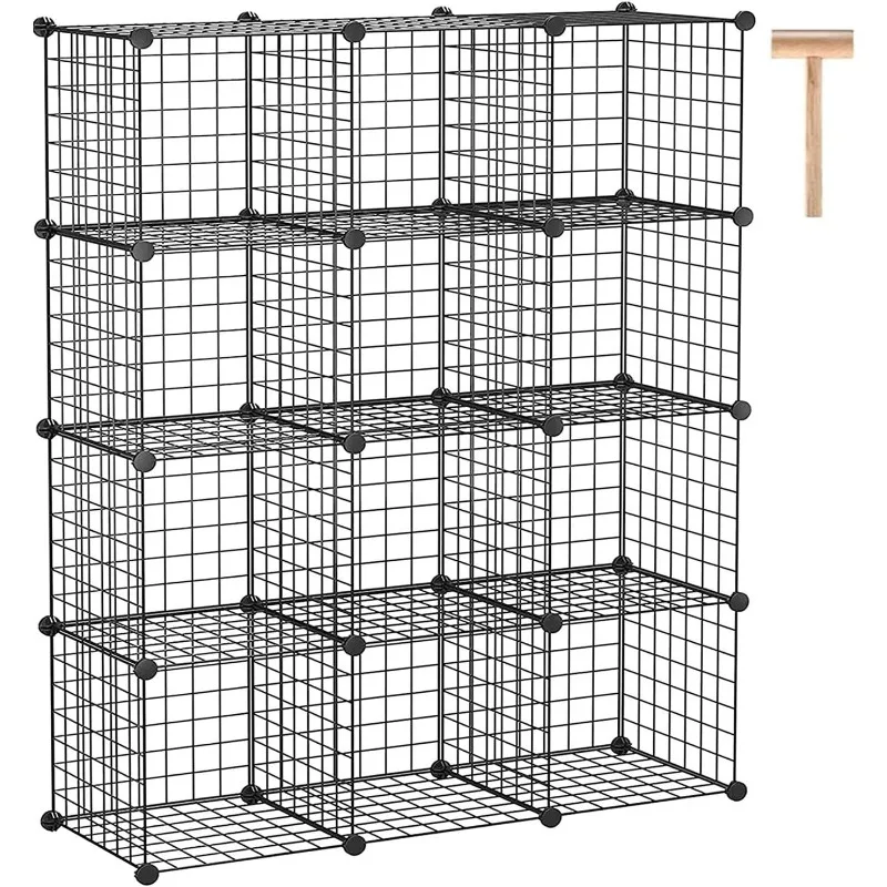 Modular Wire Cube Storage 12-Grid, Metal Shelving Unit for Closet, Pantry & Room Organization