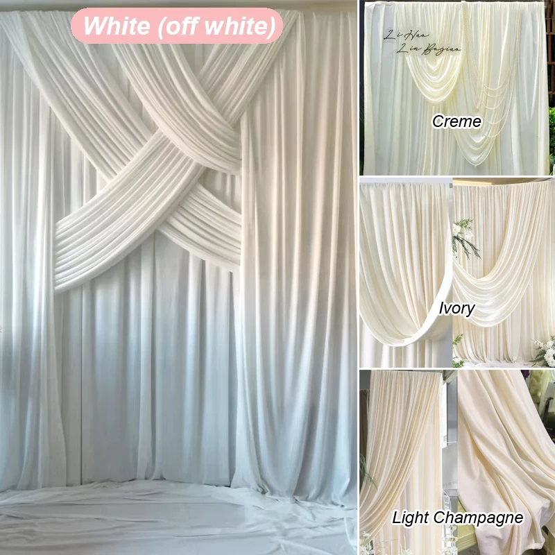 White Soft Fabric for Wedding Decor Curtains Tablecloth Backdrops Cloth Excellent Draping (More Lengths Can Be Selected)