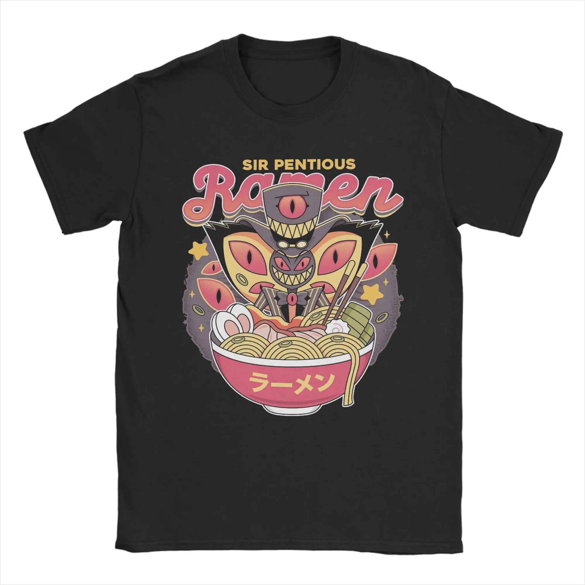 

Hazbins Hotels Sir Pentious Ramen T-Shirt Men Funny 100% Cotton Tee Shirt Round Neck Short Sleeve T Shirt Plus Size Clothing