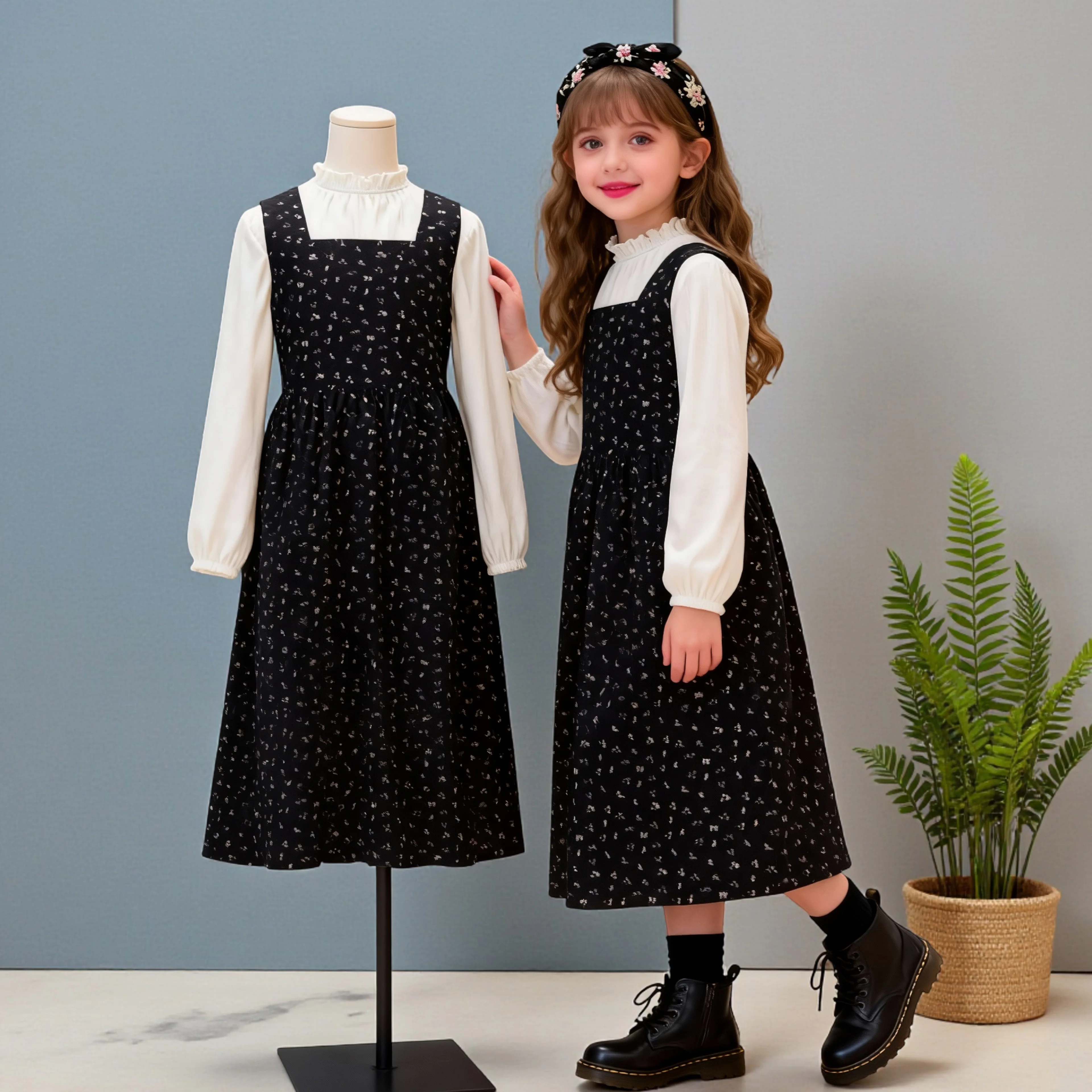 

Зимние платья с цветочным принтом для девочек, платье макси для девочек, костюм из 2 предметов, элегантная одежда для подростков, одежда для девочек, детские костюмы 6, 8, 10, 12 лет