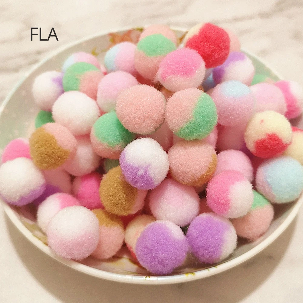 1000pcs 15mm Two-color Mix Fluffy Soft Pompom Plush Pom Poms Ball Pompones DIY Handmade Sewing Craft Kids Toy Wedding Decor