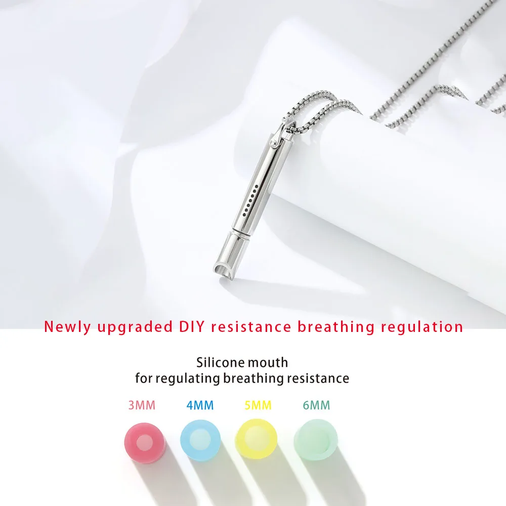 Anxiety & Smoking Cessation Necklace (Stainless Steel) - Breath Resistance for Mindfulness, Emotion Regulation & Stress Relief